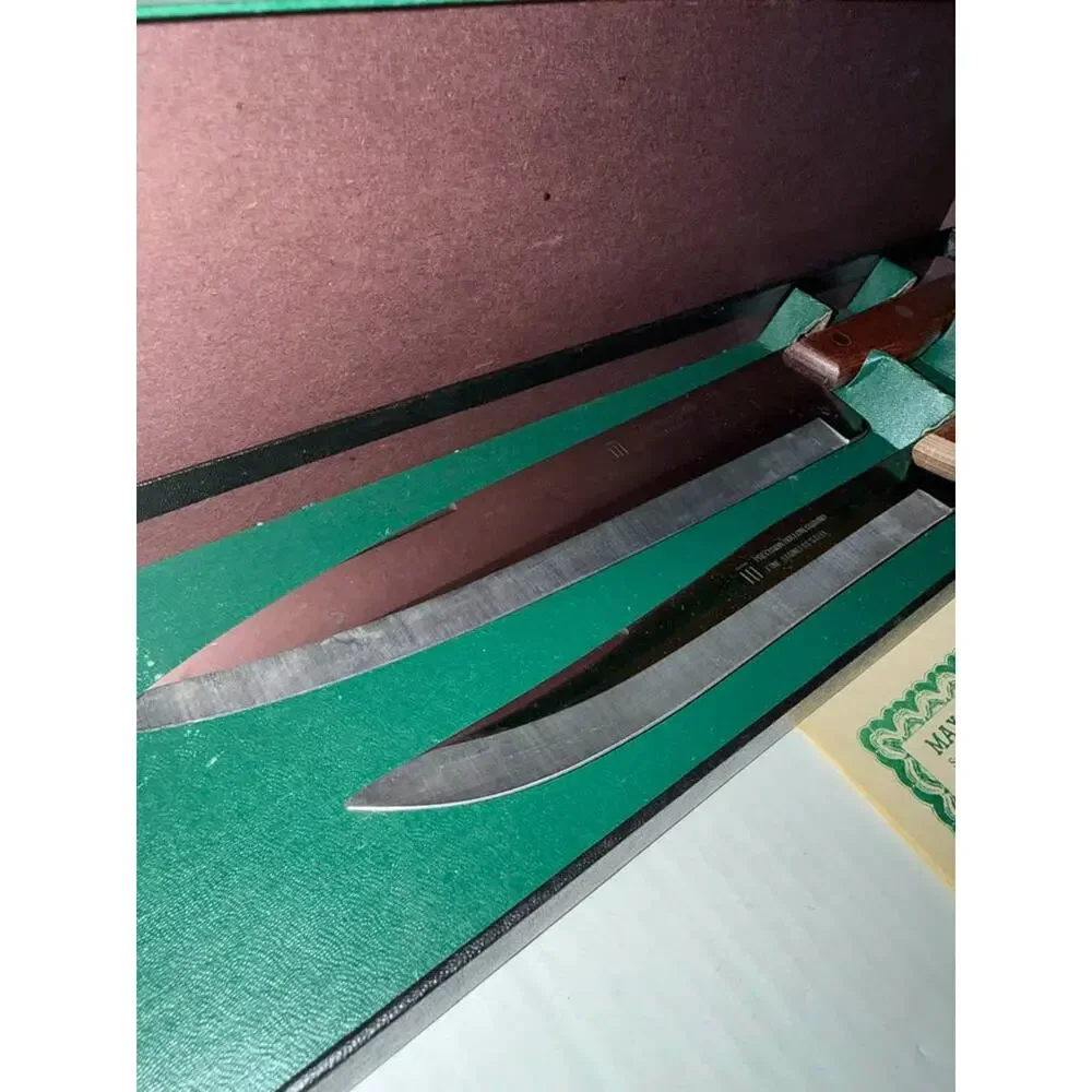 Vintage NOS Maxam Precision Hollow Ground Stainless Steel Carving 2 Knife Set